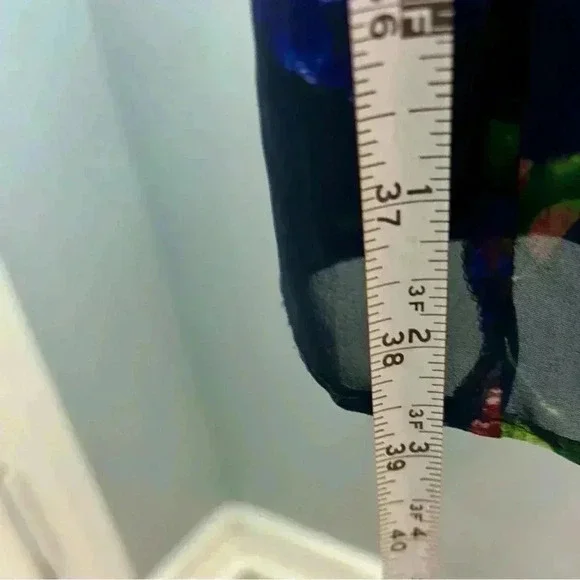 💛”Adrianna Papell” Blue Floral Midi Dress w/ Mesh Detail and Zip Back Size 6 💙 - Picture 7 of 11